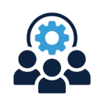 Three people and cog