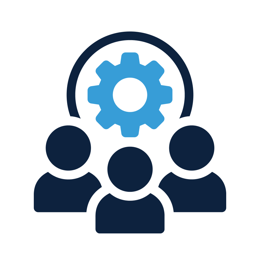 Three people and cog